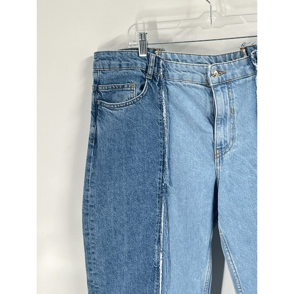 Zara High Rise Wide Leg Patchwork Distressed Jean… - image 2